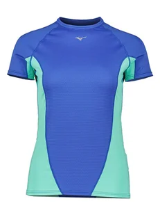 Mizuno Koszulka funkcyjna "Virtual Body G1" w kolorze niebiesko-turkusowym - Koszulki sportowe damskie - miniaturka - grafika 1