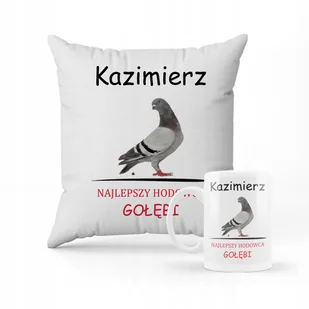 ZESTAW PODUSZKA + KUBEK Prezent Dla Gołębiarza Hodowca Gołębi + IMIĘ - Gadżety dla niej i dla niego - miniaturka - grafika 1