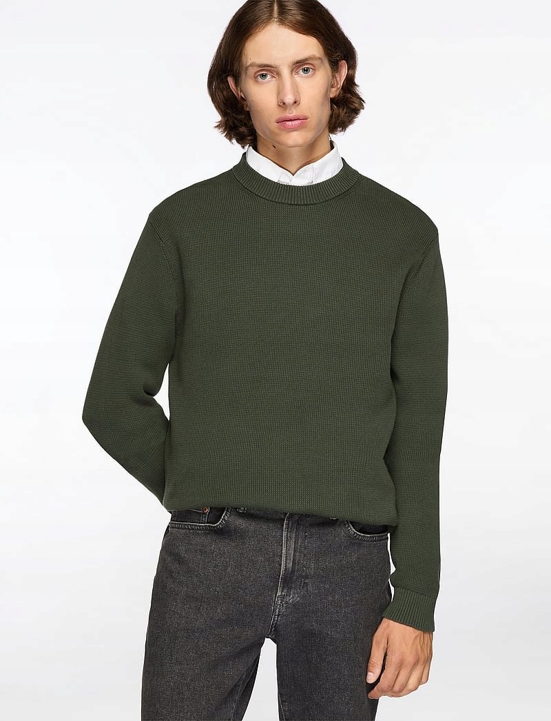 SELECTED HOMME CIEMNOZIELONY SWETER MĘSKI Z OKRĄGŁYM DEKOLTEM XL 17AA