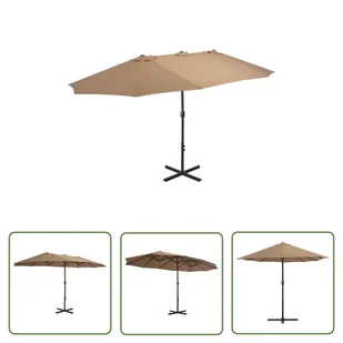 The Living Store Parasol ogrodowy na słupku aluminiowym - 460 x 270 cm - taupe - Parasol - Parasole ogrodowe - miniaturka - grafika 1