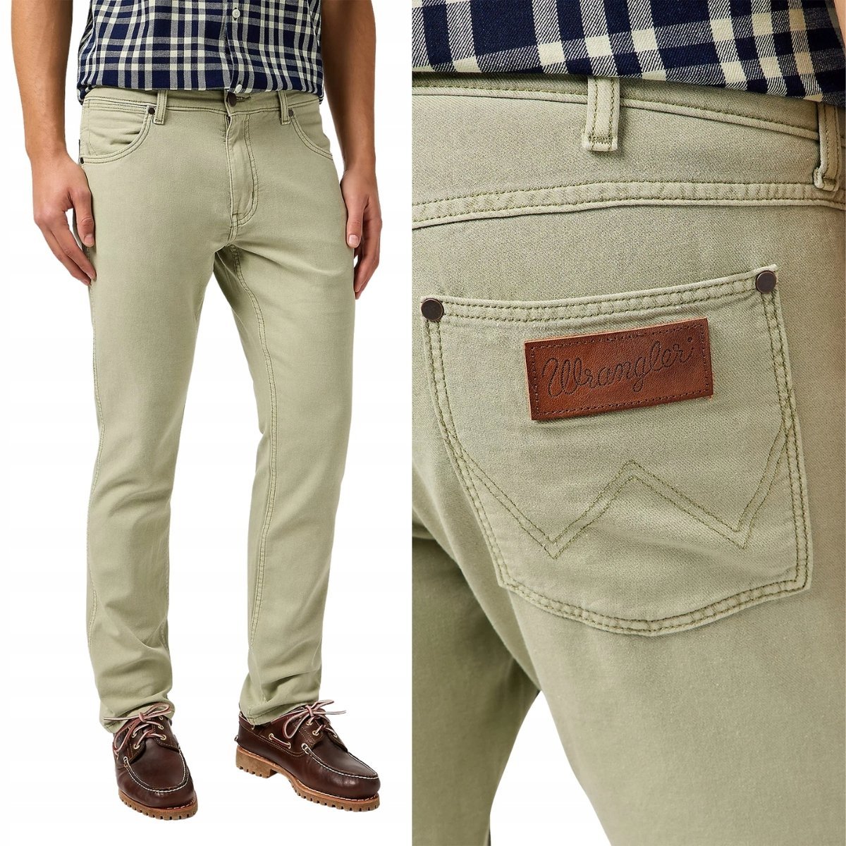 Wrangler GREENSBORO Tea cienkie proste spodnie materiałowe len W30 L32