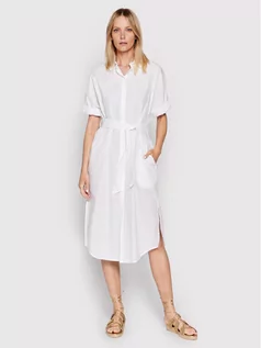 Sukienki - Benetton United Colors Of Sukienka koszulowa 4EW7DV01K Biały Regular Fit - grafika 1