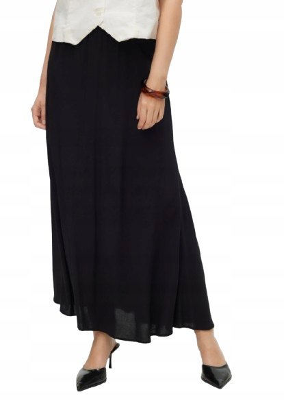 VERO MODA CZARNA DŁUGA SPÓDNICA Z WISKOZY PROSTA XL J7A