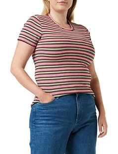 Wrangler Slim Stripe Koszulka damska, Różowy czerwony, L - Koszulki i topy damskie - miniaturka - grafika 1