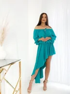 Sukienki - Zwiewna asymetryczna sukienka Ingrida by Mielczarkowski polski produkt - turkus - MIELCZARKOWSKI - miniaturka - grafika 1