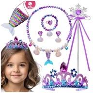 Moda i Uroda OUTLET - ZESTAW MAŁA SYRENKA ARIELKA DODATKI KORONA PRZEBRANIE STRÓJ BAL KARNAWAŁ - miniaturka - grafika 1