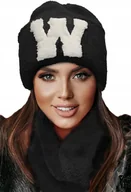 Czapki damskie - Zimowy Damski Komplet Czapka i Komin Szalik Woolk - miniaturka - grafika 1