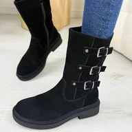 Botki damskie - Czarne skórzane botki damskie Sergio Leone Bt25517S - miniaturka - grafika 1