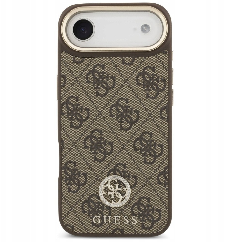 Etui Guess 4G Strass Logo MagSafe do iPhone Air brązowy