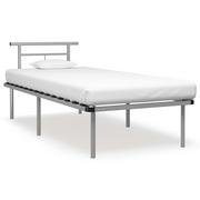 Łóżka - vidaXL Rama łóżka, szara, metalowa, 90 x 200 cm - miniaturka - grafika 1