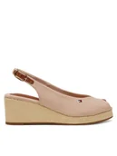 Espadryle damskie - Tommy Hilfiger Espadryle Flag Mid Wedge Espad Slingback FW0FW08595 Różowy - miniaturka - grafika 1