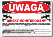 Akcesoria BHP - UWAGA obiekt monitorowany RODO tablica 250x350 znak informacyjny BHP płyta LIBRES POLSKA SP - miniaturka - grafika 1