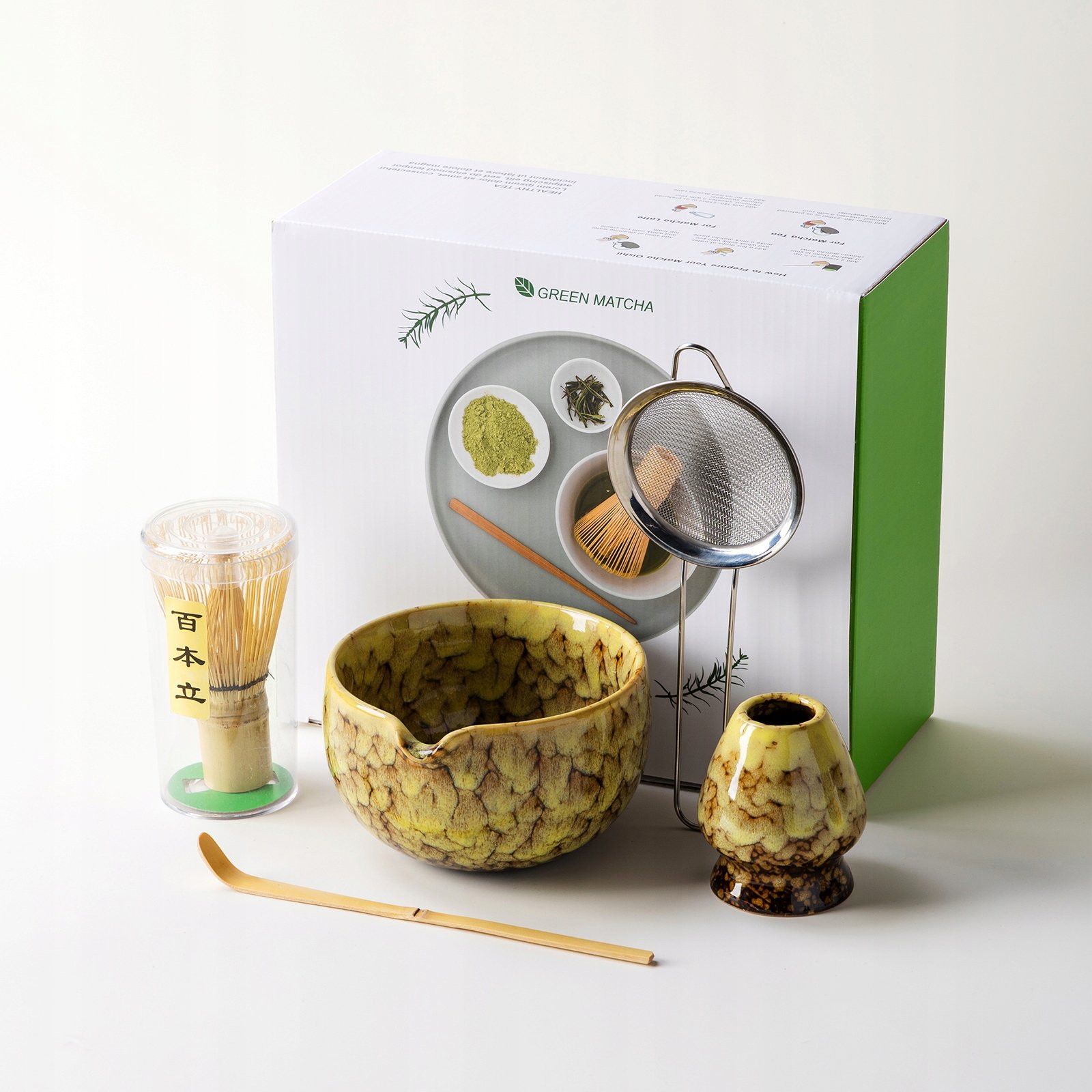 Nekit Zestaw prezentowy do herbaty matcha czarka miotełka zielony
