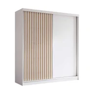 Szafy - AGMAT szafa z drzwiami przesuwnymi Nevada, szafa z 2 drzwiami, nowoczesna szafa w kolorze: biały, szafa w rozmiarze: 200 x 216 x 61 cm - miniaturka - grafika 1