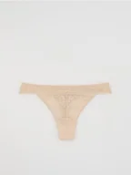 Majtki damskie - Reserved - Koronkowe majtki typu stringi - kremowy - miniaturka - grafika 1