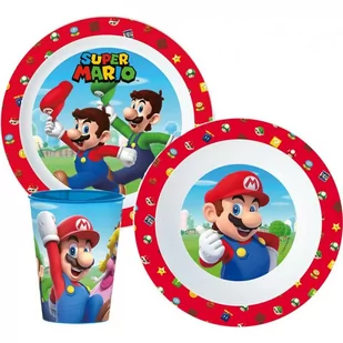 Zestaw Obiadowy Talerz Miska Kubek bez BPA Super Mario - Zestawy naczyń dla dzieci - miniaturka - grafika 1