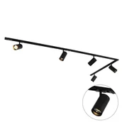 Lampy sufitowe - QAZQA Nowoczesny system szynowy 1-fazowy z 5 reflektorami AR70 czarny - Jeana Luxe - miniaturka - grafika 1