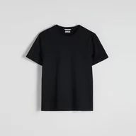 Koszulki męskie - Reserved - Gładki t-shirt z lyocellem - Czarny - miniaturka - grafika 1
