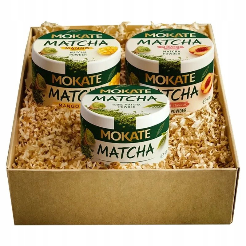 Matcha Herbata Zielona Premium Mokate Zestaw Prezentowy 3x40g w Proszku