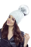 Czapki damskie - Czapka Damska Zimowa Z Pomponem Ocieplana Na Zimę Szara Polska Marka - miniaturka - grafika 1