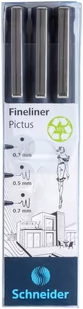 zestaw cienkopisów schneider pictus, 3 szt., czarne, mix grubości - Cienkopisy - miniaturka - grafika 1