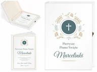 Pamiątka Pierwszej Komunii Świętej - Murrano Biblia Dla Dzieci Z Twoim Nadrukiem I Drewnianym Etui Pierwsze Pismo KZ-BIB-M_DRO-UV-003 - miniaturka - grafika 1