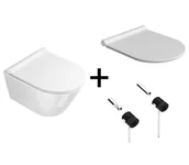 Miski WC - Catalano New Zero Zestaw Toaleta WC podwieszana 50x35 cm Newflush bez kołnierza z deską wolnoopadającą i mocowaniami biały 1VSZ50R00+5SCSTP000+5KFST00 - miniaturka - grafika 1