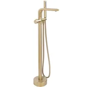 Baterie wannowe i prysznicowe - Złota szczotkowana bateria wannowa wolnostojąca Clark Rea - miniaturka - grafika 1