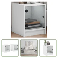 Szafki nocne - The Living Store Szafki nocne ze szklanymi drzwiami 2 szt. Biały 35x37x42 cm - miniaturka - grafika 1