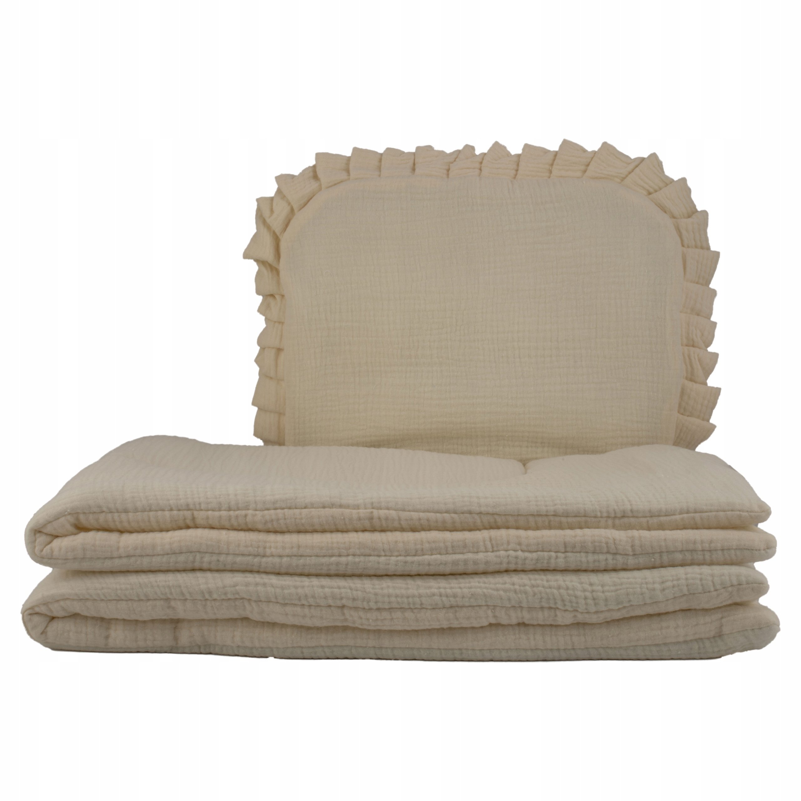 Kocyk z poduszką-pościel do łóżeczka/kołyski muślin 100x75 wanilia