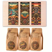 Zestawy upominkowe - Zestaw kaw w skrzynce na prezent kawa ziarnista 750 g Brazylia Peru Kolumbia - miniaturka - grafika 1