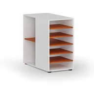 Inne meble biurowe - Dostawna szafka półkowa do biurka PRIMO WHITE, lewa, biała/wiśnia - miniaturka - grafika 1
