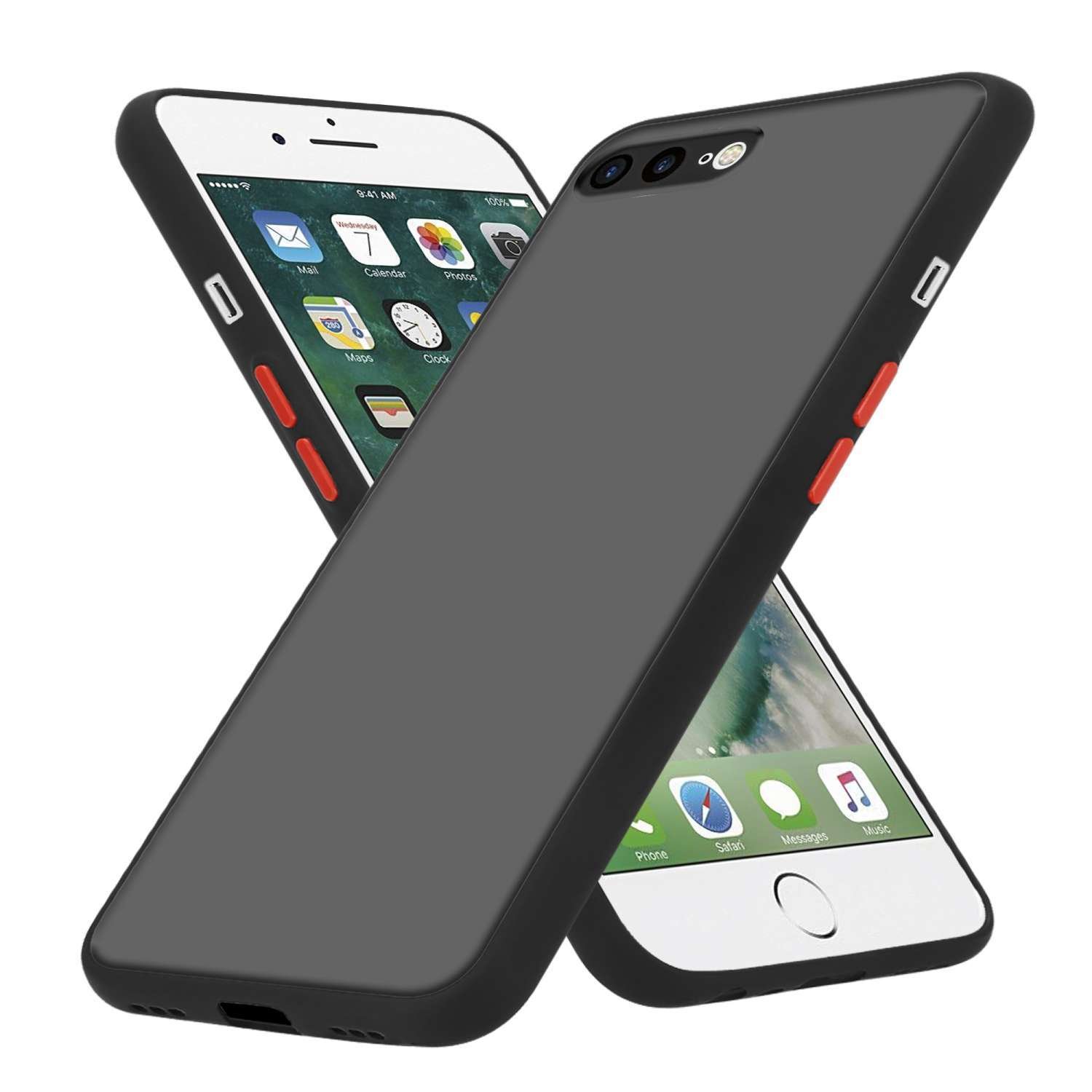 Etui Cadorabo do Apple iPhone 7 PLUS / 7S PLUS / 8 PLUS w kolorze czarnym matowym hybrydowe etui ochronne z silikonem TPU wewnątrz i matowym plastikowym tyłem Etui Pokrowiec na telefon komórkowy