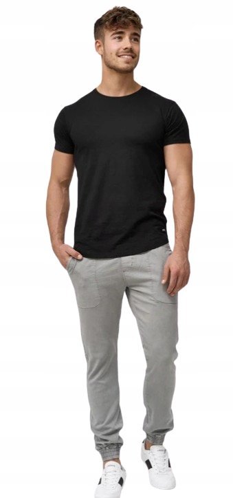 INDICODE KLASYCZNE SPODNIE CHINOS W KOLORZE SZARYM Z MANKIETEM XL RŁA