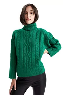 DeFacto Sweter normalny krój dla kobiet - sweter z golfem na topy damski (zielony, S), zielony, S - Swetry damskie - miniaturka - grafika 1