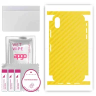 Szkła hartowane na telefon - Folia naklejka skórka strukturalna na TYŁ+BOKI do Apple iPhone X -  Carbon Żółty - apgo SKINS - miniaturka - grafika 1