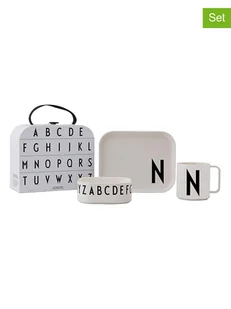 Design Letters 4-częściowy zestaw naczyń "Classics in a suitcase" w kolorze białym - Sztućce dla dzieci - miniaturka - grafika 1