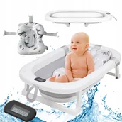 Wanienki dla dzieci - PRIMABOBO Wanienka składana MILO dla dziecka, wanna z termometrem, poduszką - miniaturka - grafika 1