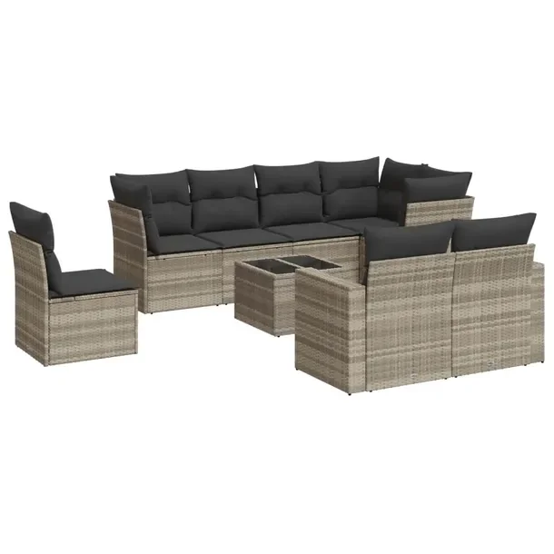 Zestaw mebli ogrodowych jasnoszary, rattan PE, modułowy, 65,5 x 62 x 69 cm