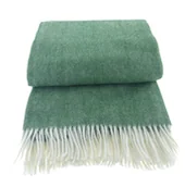 Koce - Koc Wełniany Z Frędzlami 150X200 Diagonal Wełna Nowozelandzka Zielony - miniaturka - grafika 1