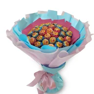 Zestawy upominkowe - Słodki jadalny bukiet z lizakow różowy i niebieski Lizaki Chupa Chups mix smaków (37 szt) Prezent na 37 urodziny - miniaturka - grafika 1