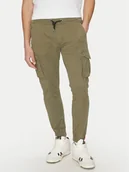 Spodnie męskie - Alpha Industries Joggery Twill 116202 Zielony Regular Fit - miniaturka - grafika 1