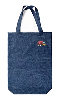 Green Fish Denim torba na zakupy z nadrukiem, nadaje się do ponownego użytku, nadaje się do prania w pralce, składana, materiałowa torba z dwoma długimi uchwytami, 22 x 26 cm - Torebki damskie - miniaturka - grafika 1