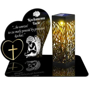 ZNICZ SOLARNY LED WIECZNY PODSTAWKA NA CMENTARZ GRÓB lampka Serce 3D DLA TATY - Lampiony i znicze - miniaturka - grafika 1