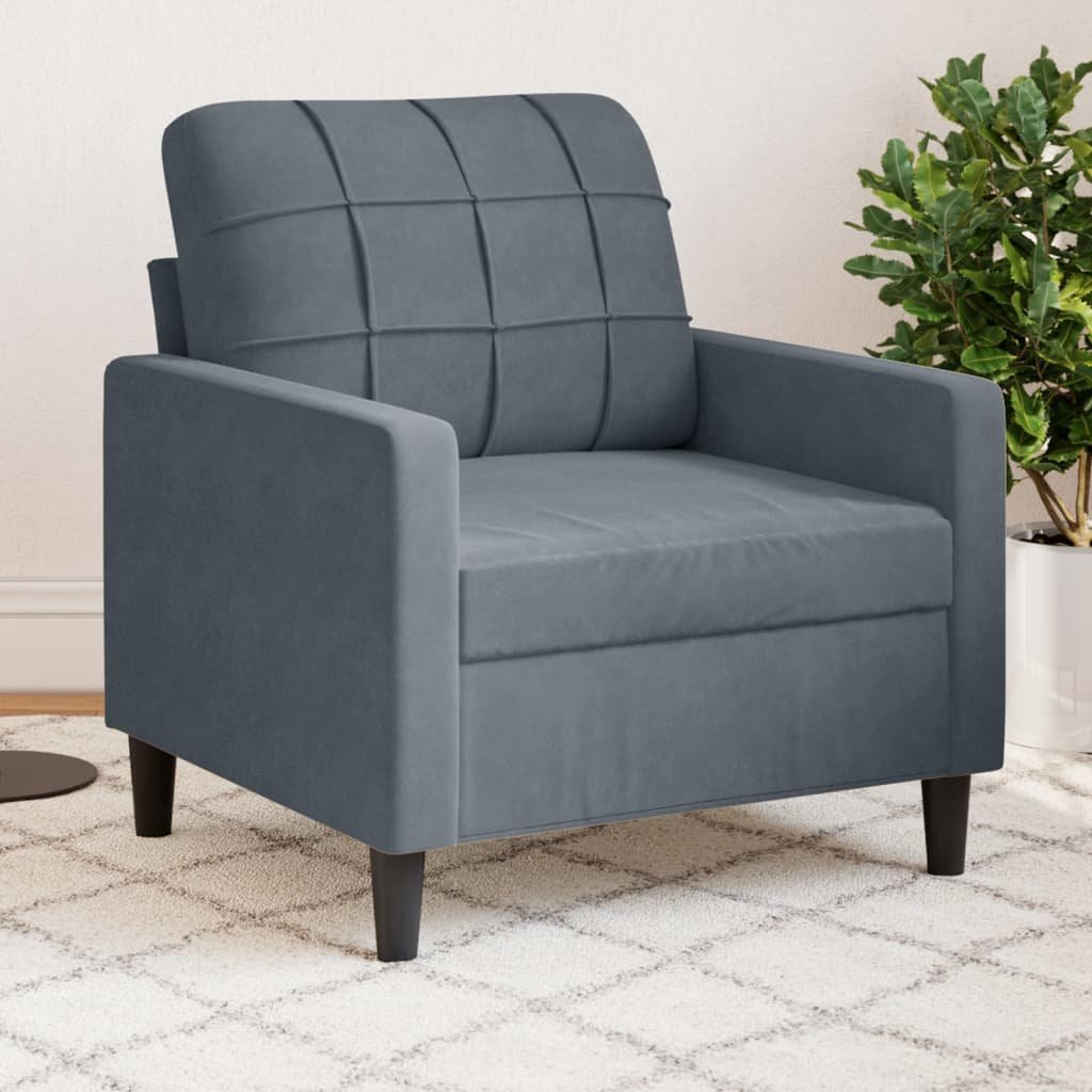 vidaXL vidaXL Fotel, ciemnoszary, 60 cm, obity aksamitem