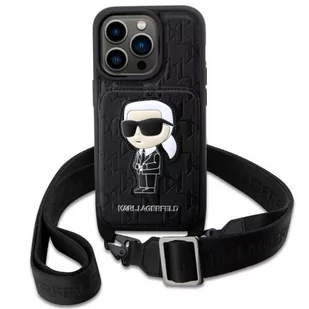 Karl Lagerfeld KLHCP14LCSAKHPKK iPhone 14 Pro 6.1" hardcase czarny/black Crossbody Saffiano Monogram Ikonik - Etui i futerały do telefonów - miniaturka - grafika 2
