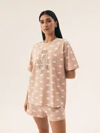 Piżamy damskie - Piżama damska Nubes Henderson piaskowy beż L - miniaturka - grafika 1