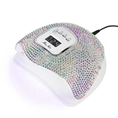 Lampy UV do paznokci - Lampa do paznokci LED/UV Moly Nails X5 MAX do lakierów hybrydowych żeli i akrylożeli 150W w cyrkonie crystal silver holo - miniaturka - grafika 1