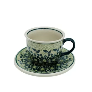 Ceramiczna filiżanka ze spodkiem Ceramika Bolesławiec - Filiżanki - miniaturka - grafika 1