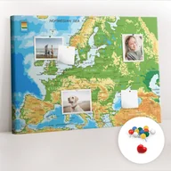 Tablice i flipcharty - Organizer, Tablica korkowa 100x70 cm + Kolorowe Pinezki - Geografia Mapa Świata - miniaturka - grafika 1